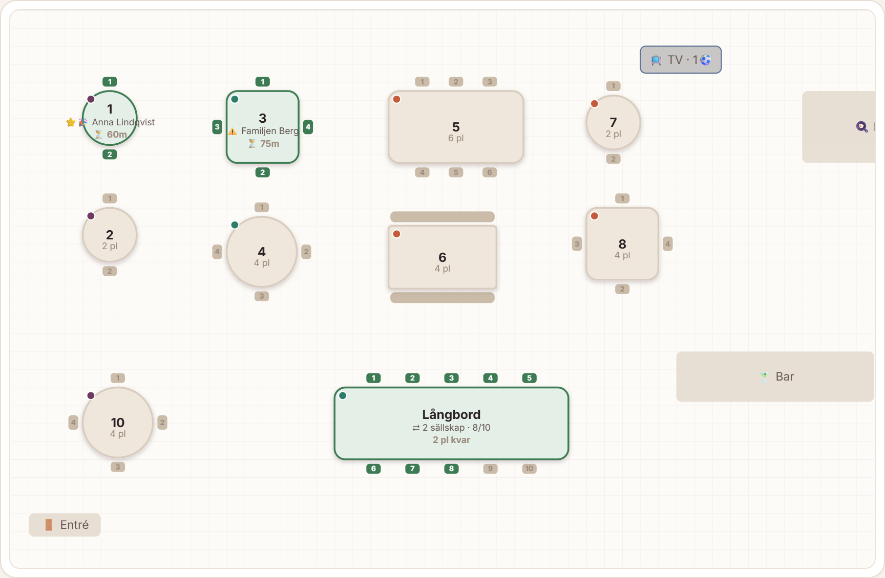 Goboblo live floor with table status and shared tables
